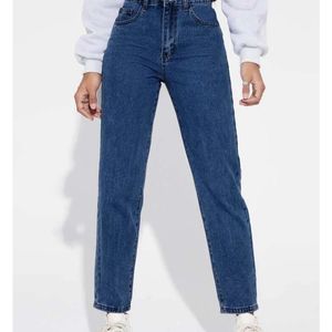 Dark Blue High Waist Mom Fit Denim