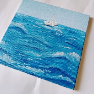 Set Of 2 Seascape Canvas Painting Board (HANDMADE)