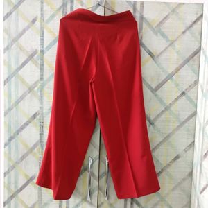 Pure Red High Waist Flare Pants