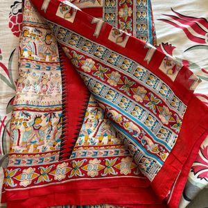 Pure Silk Madhubani Painted Saree With Blouse