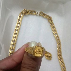 Golden Chain Bracelet And Ring Set (Women,Men)