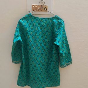 Teal Short Cotton Kurta