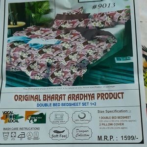 Red💐Floral Double Bedsheet