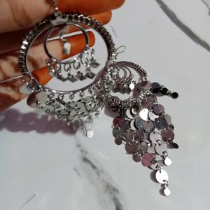 Silver Long And Beautiful Earrings