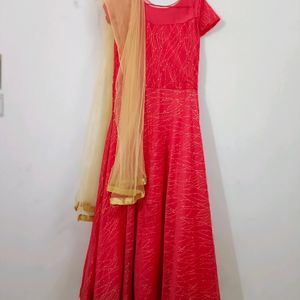 Ethnic Gown - Coral Colour