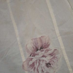 Cotton Flary Long Skirt With Flowers On The Front