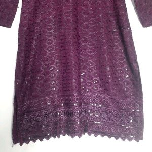 Purple Sequence Chikankari Kurti