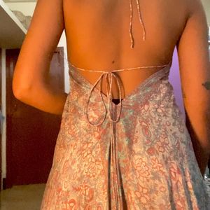 Bohemian halter neck and backless beachy dress