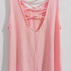 Soft Pink Sleeveless Tank Top with Strappy Back