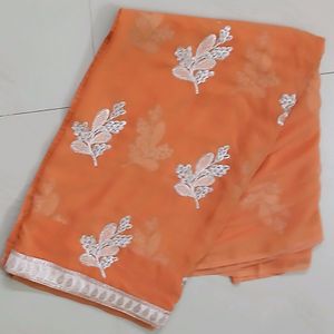 Chiffon Saree With Embroidery Design