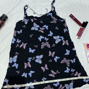 Butterfly Print Black Cami Top