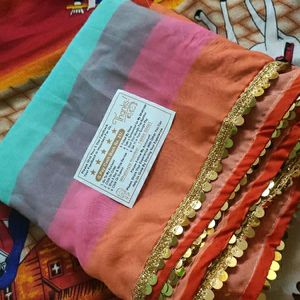 Multicolored Striped Saree 👌👌new