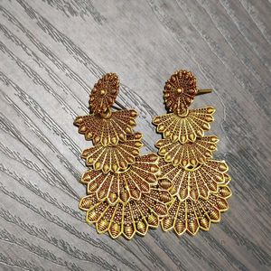 Gold Oxidised Earrings