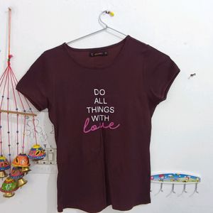 Wine Color T-shirt For Women