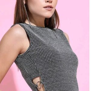 Party Crop Tops, Silver Grey Colour