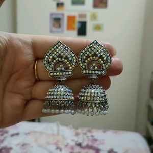 Multicolored Oxidised Jhumkas