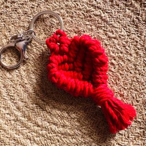 Heart macrame Keychain - RED