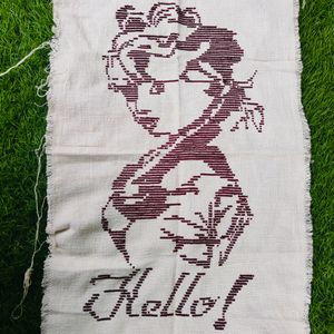 Handmade Knitted Decor Cloth With text HELLO !