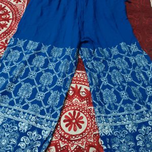 Blue Embroidered Kurta Set With Palazzo