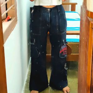 Cargo Denim High Waist Jeans
