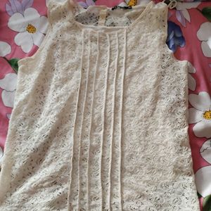 Cream Colour Net Top