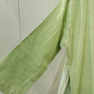 Green Kurta with Striped Bottom