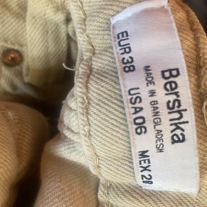 Bershka Beige Wide Leg Denim