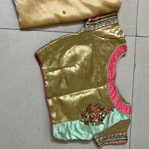 Stone Work Saree With Ready Blouse