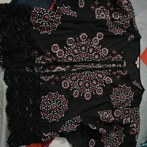 Black Floral Print Srug Of M size DJ &C Brand