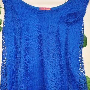 Royal Blue Net One Piece Sexy Dress