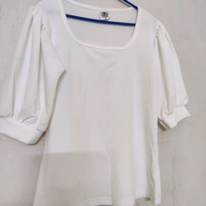 Dream Beauty Fadhion White Square Neck Top