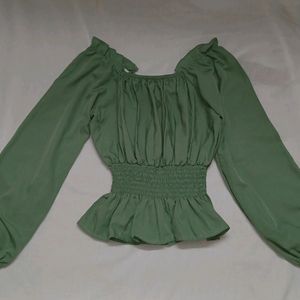 Basil Green Crop Top