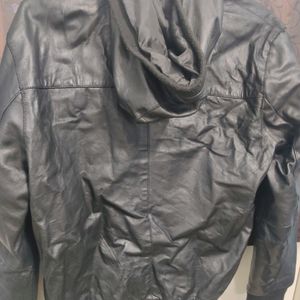 Black Leather Jacket For Men - M Size