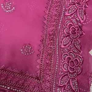 Pink Chiffon Party Saree