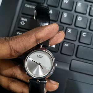 Silver Dial Leather Strap Raga Titan