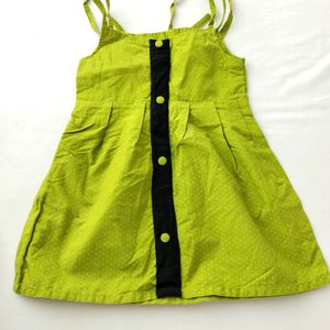 Green Printed Cotton Dress (Girls)