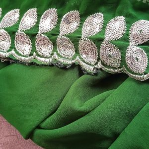 Georgett Saree With Silver Border