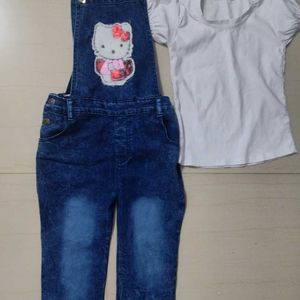 Girls Suspender Denim Dress