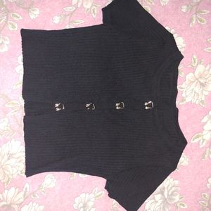 Black Slim Fit Crop Top