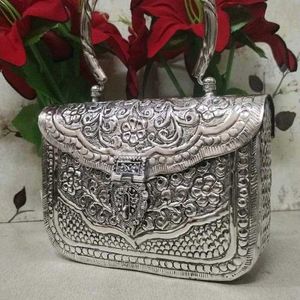 Hand Carved Antique German Silver Clutch Bags