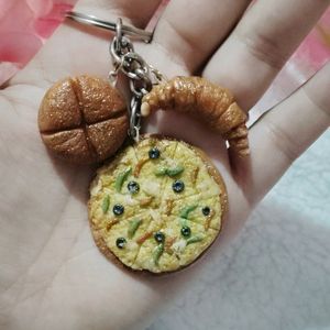 handmade food keychain 🥐🫓🍕