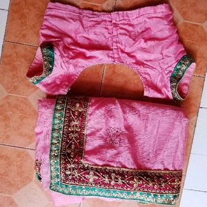 Pink Saree With Blauz For Womens