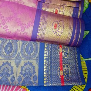 Purple And Blue Silk Saree