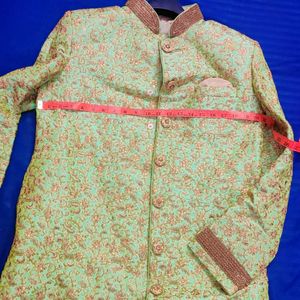 Embroidery Men Sherwani With Golden Pent