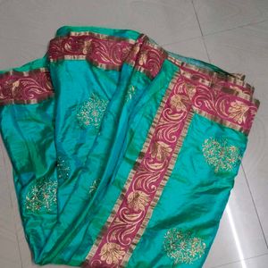 Beautiful Multi Shaded Satin Soft Saree