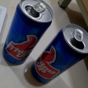 2 Thums Up Empty Cans