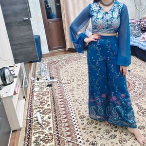 Blue Crop Top And Sharara