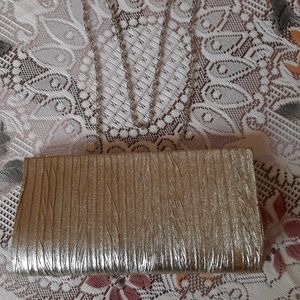 Gold Colour Clutch with Sling