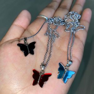 Combo 3 Sets Of Butterfly Necklaces.