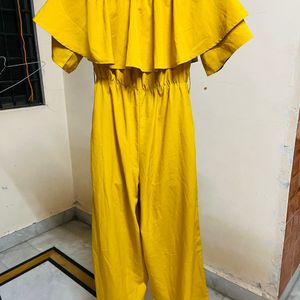 Korean Long Full Yellow Jumpsuit